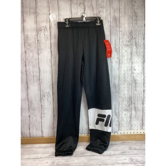 cowgirl argyle boho cozy grandpa dad Fila Mens Black Sweatpants Size Large 14/16 - Picture 1 of 5